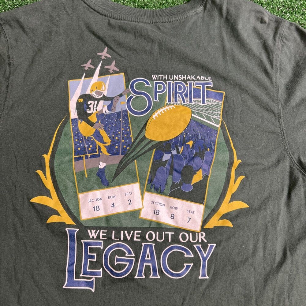Notre Dame Irish Football 2020 T-Shirt Green Size Mens Large Short Sleeve